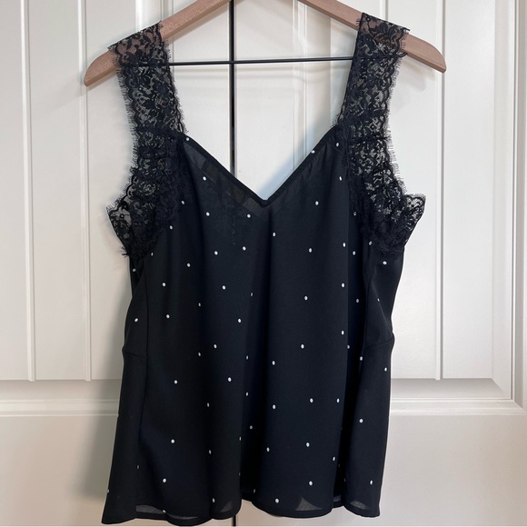 Lovestitch Womens Aubrey Polka Dot Lace Cami in Black/Ivory, Size S, NWT - Picture 6 of 7